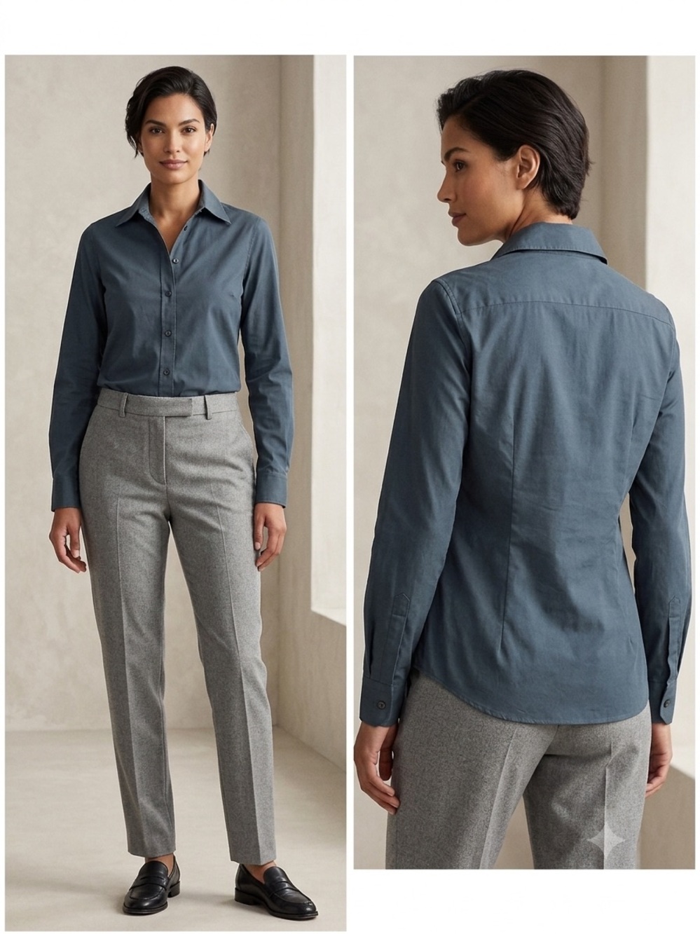 Classic Women's Button-Down Shirt in Slate Blue